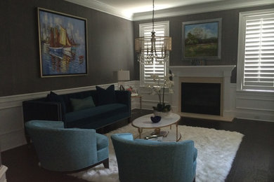 Transitional living room photo in Charlotte