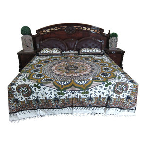 Mogul Interior - Indian Hand Block GALICHA Printed Home Furnishings 100 % Cotton Queen 3 Pcs Bed - Sheet And Pillowcase Sets