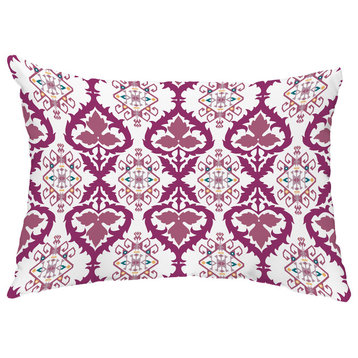 Bombay 14"x20" Decorative Abstract Outdoor Throw Pillow, Purple