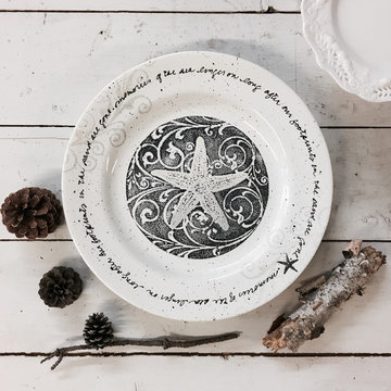 Hand Painted Coastal Memories Ceramic Serving Plate