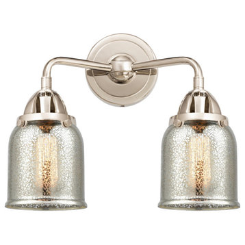 Small Bell Bath Vanity Light, Polished Nickel, Silver Plated Mercury