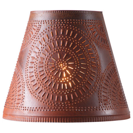 Irvins Country Tinware 14-Inch Fireside Shade with Chisel in Rustic Tin