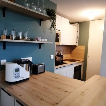 Toulouse - Petite cuisine sur-mesure moderne blanche & bois