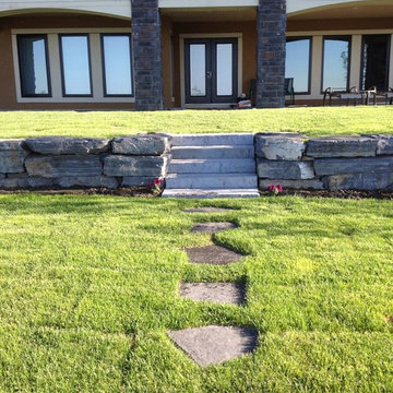 Circular Patio and Boulder Wall