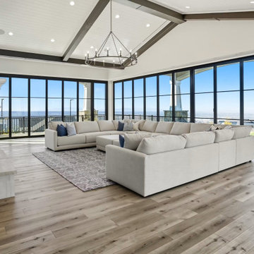 Closed Folding Glass Wall Frames Panoramic Valley Views in the Pavilion Living R