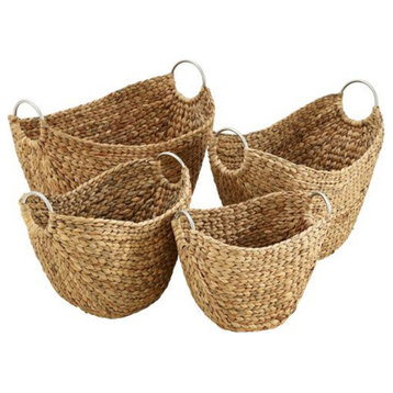Contemporary Brown Seagrass Storage Basket Set 41187