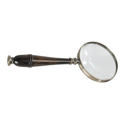 Handheld AC099B Bronze Magnifying Glass with Wood Handle - Desk Accessories