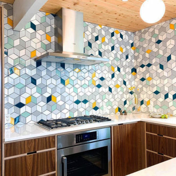 The Eichler Palms Diamond Tile Kitchen
