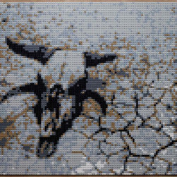 Steer Skull LEGO Mosaic - Mixed Media Art