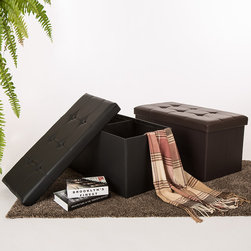 Glitzhome Cuboid PVC Foldable Storage Ottoman Bench with/Padded Seat - Products