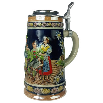 Elegance Ceramic Stein With Solid Pewter Flat Lid
