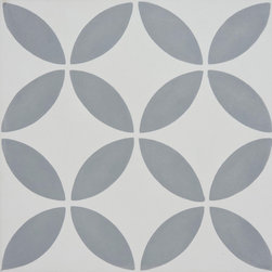Moroccan Mosaic and Tile House - Amlo Handmade Cement Tile, White/Gray, Sample - Wall And Floor Tile