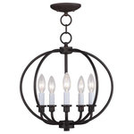 Livex Lighting - Livex Lighting 4665-07 Milania - Five Light Convertible Flush Mount - Canopy Included.  Canopy DiametMilania Five Light C Bronze *UL Approved: YES Energy Star Qualified: n/a ADA Certified: n/a  *Number of Lights: Lamp: 5-*Wattage:60w Candelabra Base bulb(s) *Bulb Included:No *Bulb Type:Candelabra Base *Finish Type:Bronze