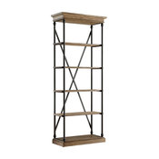 Eleanor Cornice 5-Shelf Narrow Bookcase, Brown