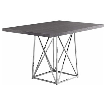 Dining Table, 48" Rectangular, Small, Kitchen, Dining Room, Metal, Grey, Chrome