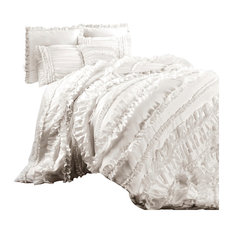 Comforters | Houzz - Lush D_cor - Belle 4-Piece Comforter Set, White, Queen - Comforters And