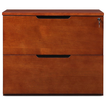 35.5” Modern Hayes Light Cherry Wood 2-Drawer Lateral Stationary Filing Cabinet