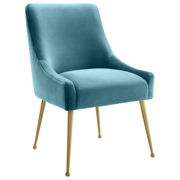 Beatrix Sea Blue Velvet Side Chair - Sea Blue