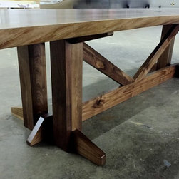 Large claro walnut slab dining table in Nakashima style - Dining Tables