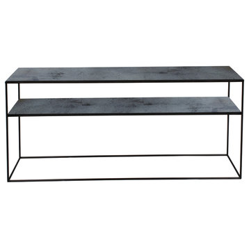 Mirrored 2-Level Console Table L | OROA Aged, Charcoal