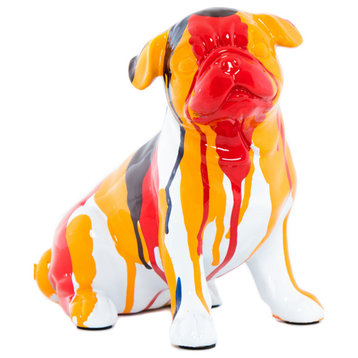 Interior Illusions Plus Bulldog Sitting Splatter Art Dog, 7.5" tall