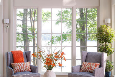 Large transitional light wood floor sunroom photo in Boston with a standard ceiling