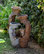 Alpine Four-Tiered Distressed Pots Fountain, Halogen and LED Lights, 39" Tall
