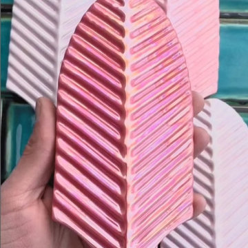 Pink Palm Leaf & Marble Tile