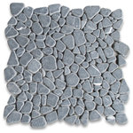 Stone Center Online - Nero Marquina Black Marble Pebble Non Slip Shower Floor Tile Tumbled, 1 sheet - Nero Marquina Black Marble random pebbles mounted on 12x12" sturdy mesh backing tile sheet