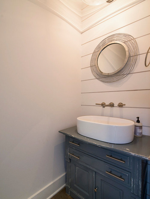 Farmhouse Powder Room Design Ideas, Remodels & Photos with a Trough Sink