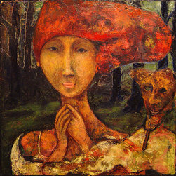 Woman With Mask - Paintings
