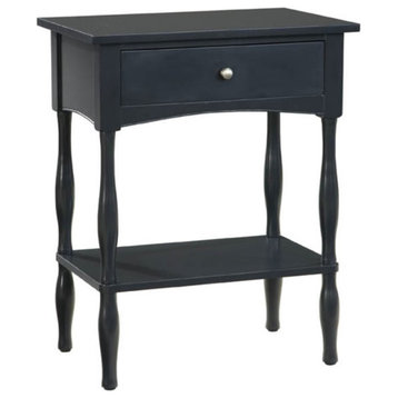 Alaterre Furniture Shaker Cottage Wood End Table in Charcoal Gray