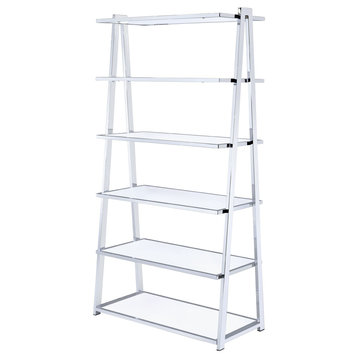 Coleen Leaning Bookcase, White