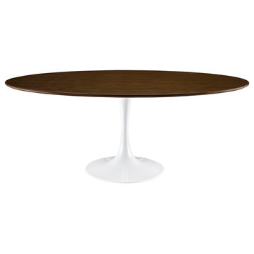 Lippa 78" Oval Wood Dining Table, Walnut