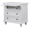 TATEUS 3-Drawer Storage Wood Cabinet, End Table with Pull out Tray , White
