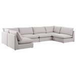Meridian Furniture - Mackenzie Linen Textured Fabric 6-Piece Modular U-Shaped Sectional, Beige - Mix and match the pieces from the Mackenzie series to create a beautiful seating group that's perfect for the whole gang. These exceptionally crafted sofas, sectionals, and other components are meant to be put together into an infinite number of configurations based on your particular needs and space requirements. Each is upholstered from top to bottom in soft durable linen textured in your choice of colors. Attach the pieces of your choice easily thanks to the included attachment latches.