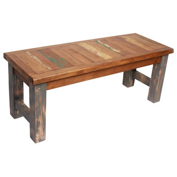 Rustic Reclaimed Wood Bench, Gray, 60"