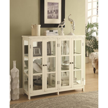 Coaster Sable Transitional 4-door Display Wood Accent Cabinet White