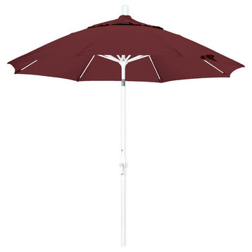 9 Foot Olefin Fabric Crank Lift Tilting Aluminum Patio Umbrella with White Pole