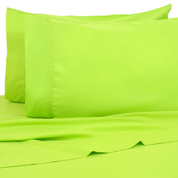 Premier Colorful Bright 4 Piece Microfiber Sheet Set, Lime Green, Twin Xl