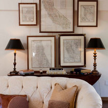 maps hanging from rod