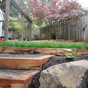 SW Portland Juniper Timber Retaining Wall