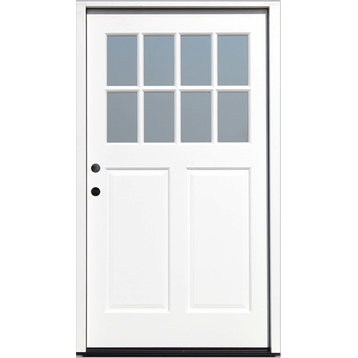 42"x80" Cottage Prefinished White Prehung Exterior Front Door, Right Hand