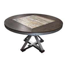 Dark Oak With Marble Center Top Round Dining Table