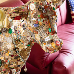 Holy Cow: Pray for Peaceful Coexistence (head detail) - Mixed Media Art