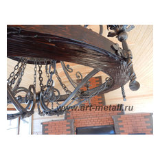 Wrought iron chandelier wagon wheel style