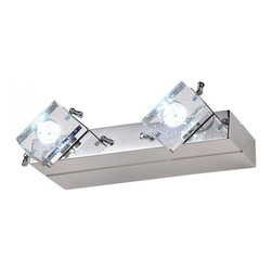 2-Light K9 Crytal Shade Stainless Steel Base Wall Lights - Bathroom Vanity Lighting