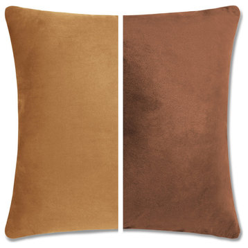 Reversible Cover Throw Pillow, 2 Piece, Saddle Brown, 18x18, Down Feather