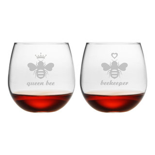 The Hive 2-Piece Stemless Wine Glass Set - Farmhouse - Wine Glasses - by  Susquehanna Glass Company | Houzz