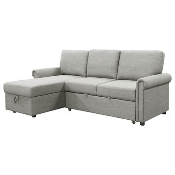 Harding Storage Sofa Bed Reversible Sectional, Heather Gray
